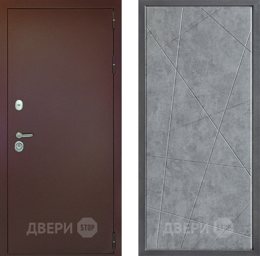 Входная металлическая Дверь Дверной континент Рубикон Медь Дизайн ФЛ-655 Бетон серый в Электрогорске
