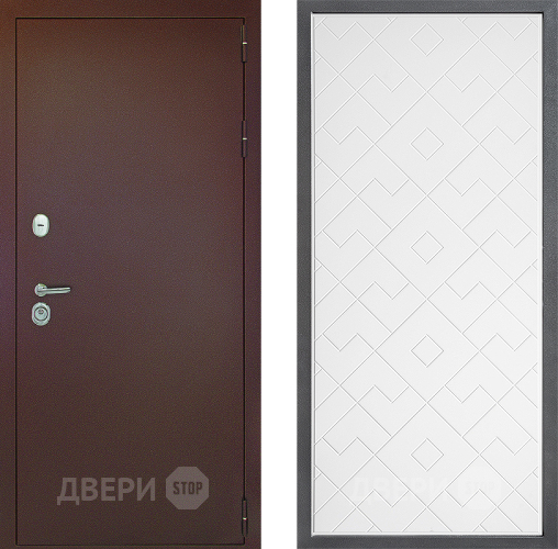 Входная металлическая Дверь Дверной континент Рубикон Медь Дизайн ФЛ-Тиффани Белый софт в Электрогорске