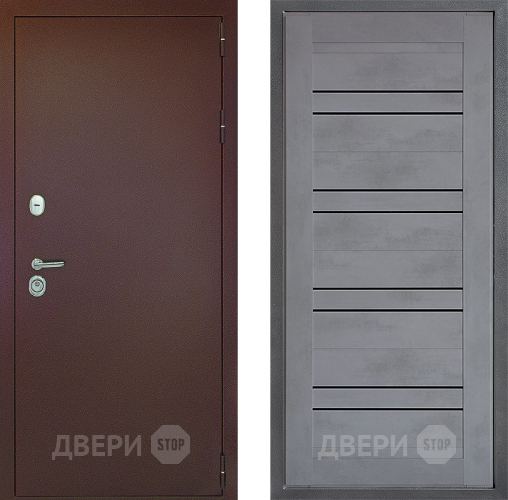 Входная металлическая Дверь Дверной континент Рубикон Медь Дизайн ФЛ-49 Бетон серый в Электрогорске