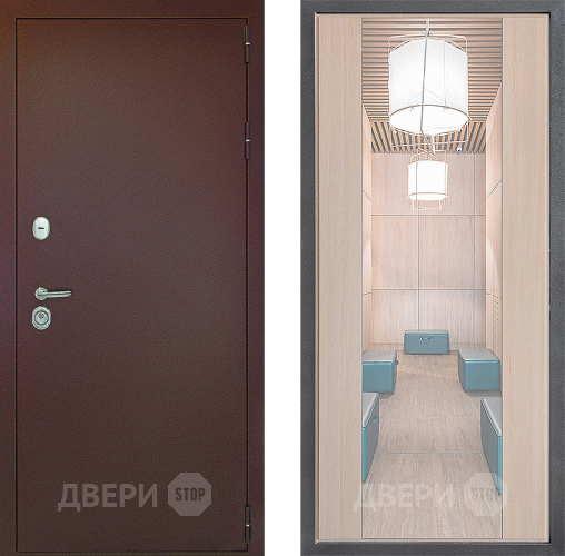 Дверь Дверной континент Рубикон Медь Дизайн ФЛЗ-1 Зеркало Капучино в Электрогорске
