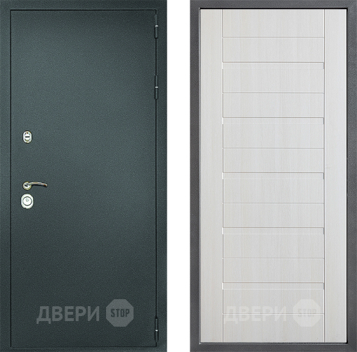 Входная металлическая Дверь Дверной континент Рубикон Серебро Дизайн ФЛ-70 Лиственница белая в Электрогорске