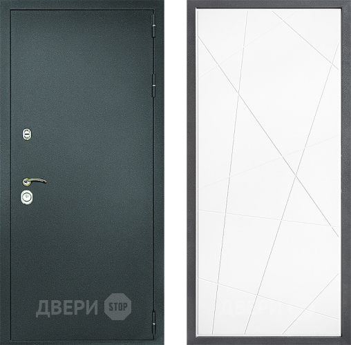 Входная металлическая Дверь Дверной континент Рубикон Серебро Дизайн ФЛ-655 Белый софт в Электрогорске