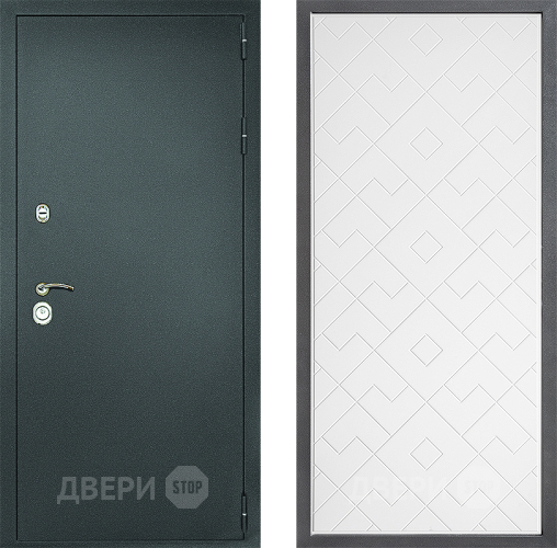 Входная металлическая Дверь Дверной континент Рубикон Серебро Дизайн ФЛ-Тиффани Белый софт в Электрогорске