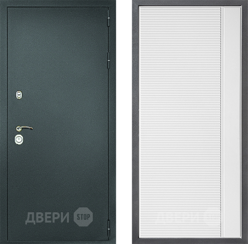 Входная металлическая Дверь Дверной континент Рубикон Серебро Дизайн ФЛ-757 Белое Стекло Софт милк в Электрогорске
