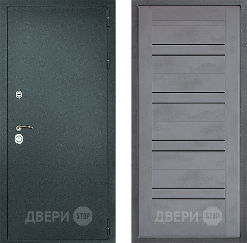 Входная металлическая Дверь Дверной континент Рубикон Серебро Дизайн ФЛ-49 Бетон серый в Электрогорске