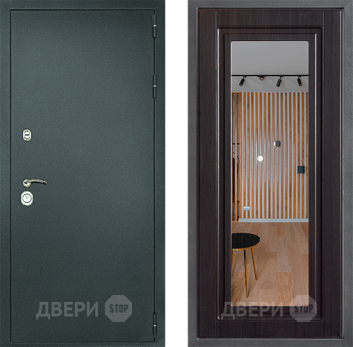 Дверь Дверной континент Рубикон Серебро Дизайн ФЛЗ Зеркало Венге в Электрогорске