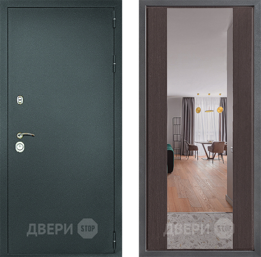 Дверь Дверной континент Рубикон Серебро Дизайн ФЛЗ-1 Зеркало Венге в Электрогорске