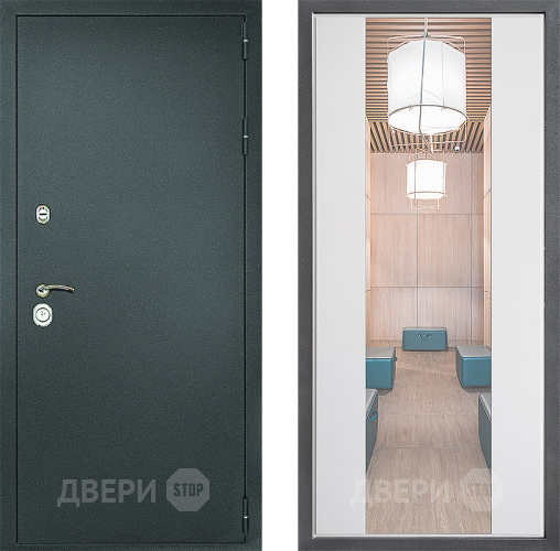 Дверь Дверной континент Рубикон Серебро Дизайн ФЛЗ-1 Зеркало Белый софт в Электрогорске