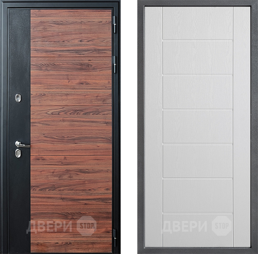 Входная металлическая Дверь Дверной континент ДК-15 Красное Дерево ТЕРМО ФЛ-Лайн Белое дерево в Электрогорске