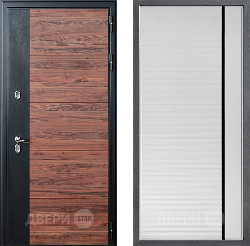 Входная металлическая Дверь Дверной континент ДК-15 Красное Дерево ТЕРМО ФЛ-757 Черное Стекло Софт милк в Электрогорске