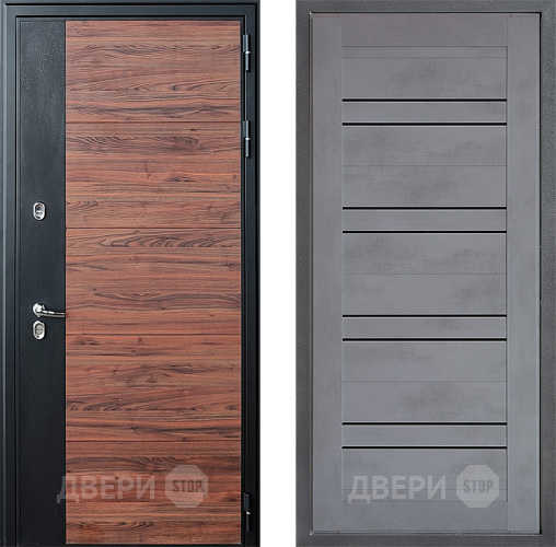 Входная металлическая Дверь Дверной континент ДК-15 Красное Дерево ТЕРМО ФЛ-49 Бетон серый в Электрогорске