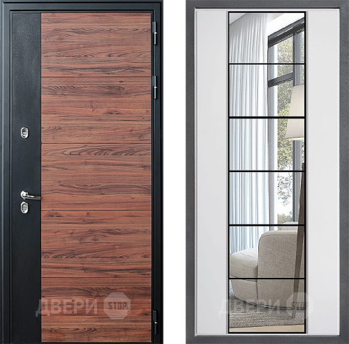 Дверь Дверной континент ДК-15 Красное Дерево ТЕРМО ФЛЗ-2 Зеркало Белый софт в Электрогорске