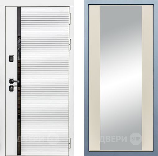 Входная металлическая Дверь Дива МХ-45 Белая STR Д-15 Зеркало Шампань в Электрогорске