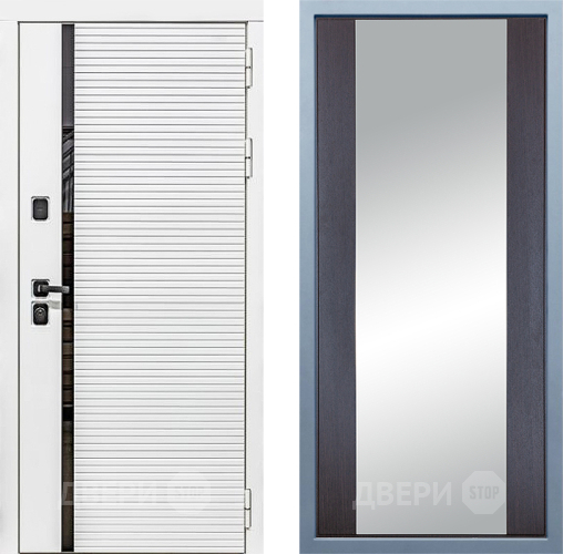 Входная металлическая Дверь Дива МХ-45 Белая STR Д-15 Зеркало Венге в Электрогорске