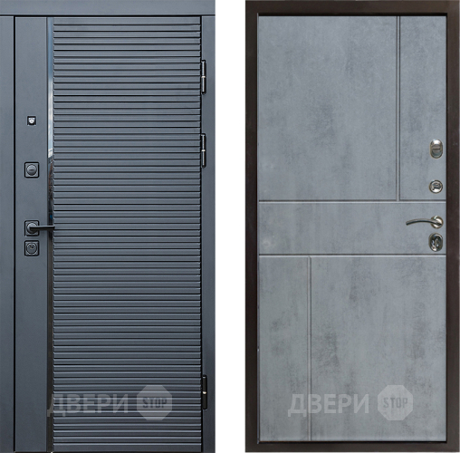Входная металлическая Дверь Престиж Черная Линия Горизонт Бетон темный в Электрогорске