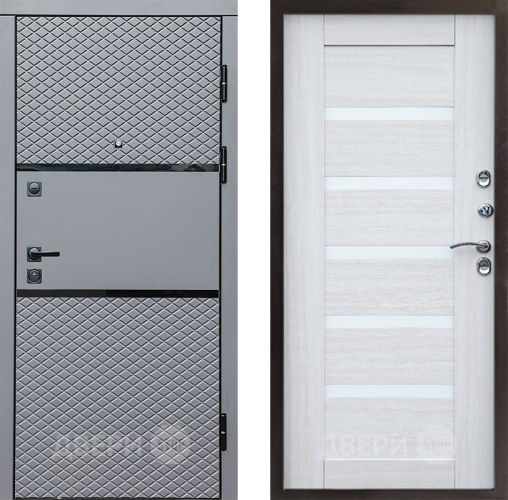 Входная металлическая Дверь Престиж Ромб Царга Лиственница белая в Электрогорске