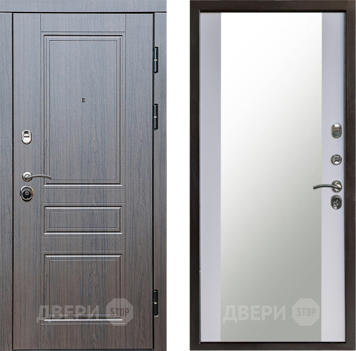 Входная металлическая Дверь Престиж Классика Венге Зеркало Белый софт в Электрогорске