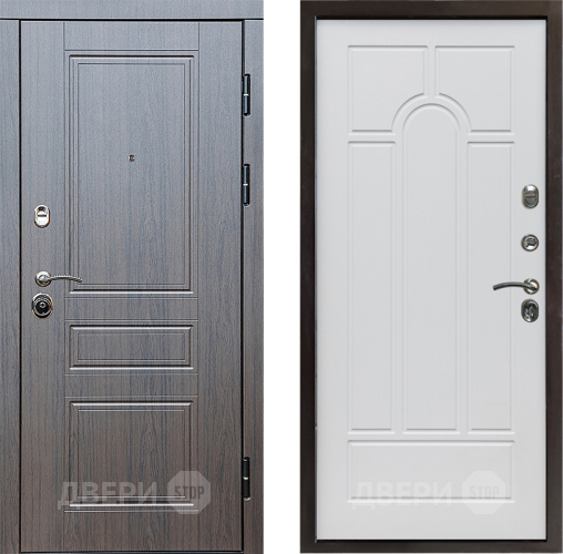 Входная металлическая Дверь Престиж Классика Венге Арка Белое дерево в Электрогорске