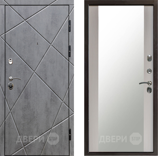 Входная металлическая Дверь Престиж Лучи Зеркало Лиственница белая в Электрогорске