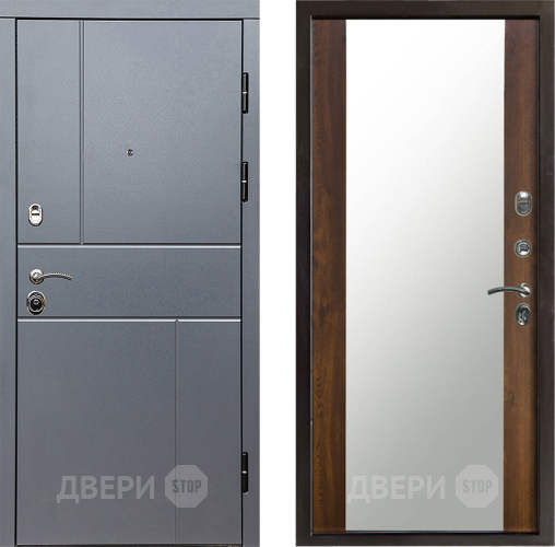 Входная металлическая Дверь Престиж Горизонт Грэй Зеркало Дуб в Электрогорске