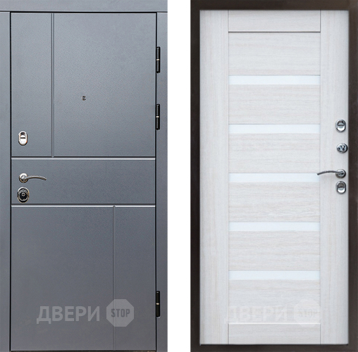 Входная металлическая Дверь Престиж Горизонт Грэй Царга Лиственница белая в Электрогорске