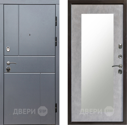 Входная металлическая Дверь Престиж Горизонт Грэй Зеркло Пастораль Бетон светлый в Электрогорске