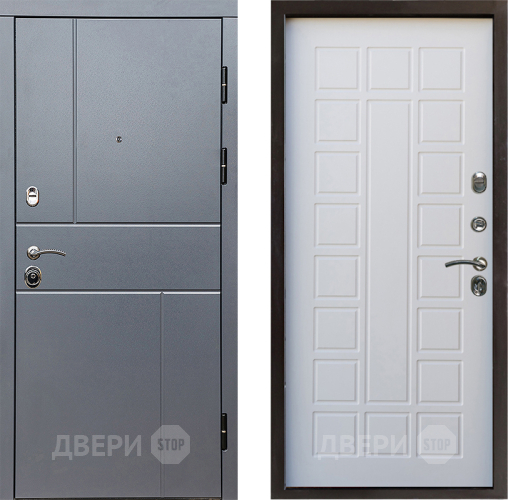 Входная металлическая Дверь Престиж Горизонт Грэй Престиж Белое дерево в Электрогорске