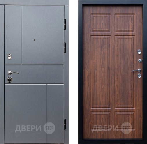 Входная металлическая Дверь Престиж Горизонт Грэй Премиум Орех темный в Электрогорске