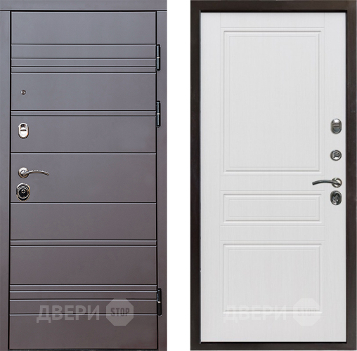 Входная металлическая Дверь Престиж Линия Браун Классика Белое дерево в Электрогорске