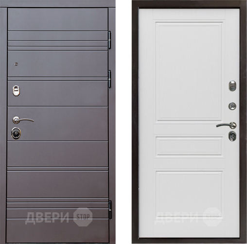 Входная металлическая Дверь Престиж Линия Браун Классика Лиственница белая в Электрогорске