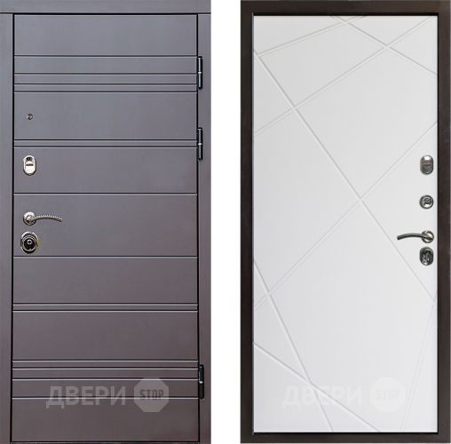 Входная металлическая Дверь Престиж Линия Браун Лучи Бетон белый в Электрогорске