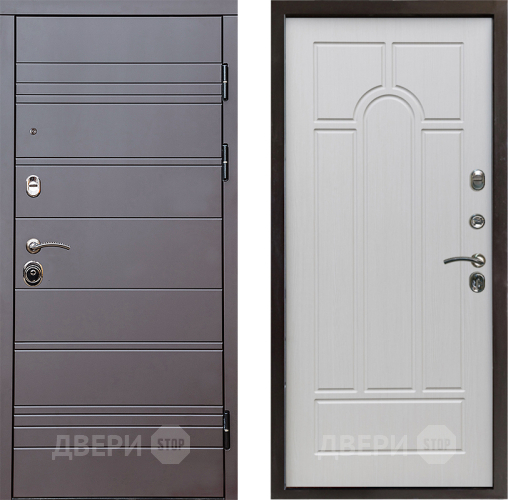 Входная металлическая Дверь Престиж Линия Браун Арка Лиственница белая в Электрогорске