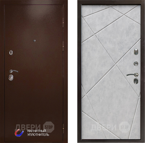 Входная металлическая Дверь Престиж Медь Лучи Бетон светлый в Электрогорске