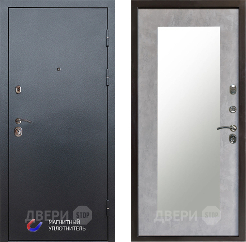 Дверь Престиж Графит Зеркло Пастораль Бетон светлый в Электрогорске