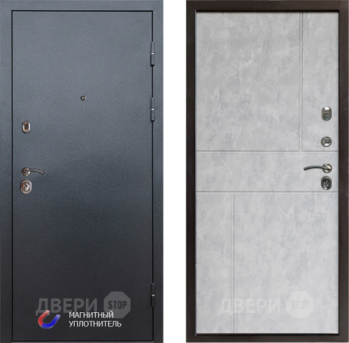 Входная металлическая Дверь Престиж Графит Горизонт Бетон светлый в Электрогорске