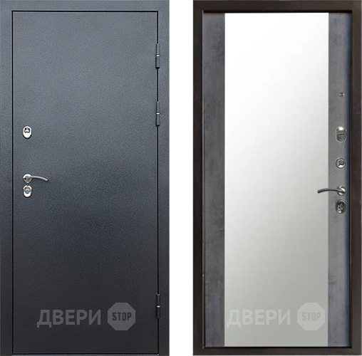 Входная металлическая Дверь Престиж TERMO с терморазрывом Снегирь Серебро Зеркало Бетон темный в Электрогорске