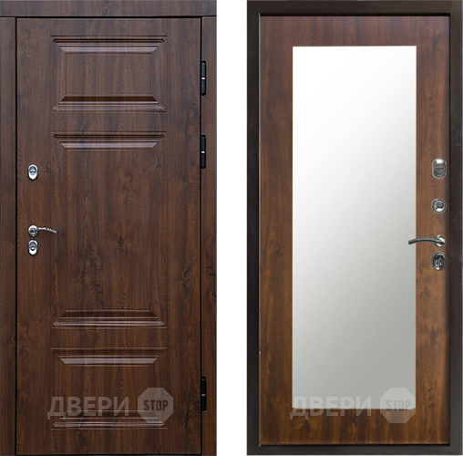 Входная металлическая Дверь Престиж TERMO с терморазрывом Премиум Орех Зеркало пастораль Дуб в Электрогорске