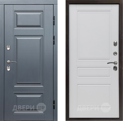 Входная металлическая Дверь Престиж TERMO с терморазрывом Премиум Грэй Классика Белый матовый в Электрогорске