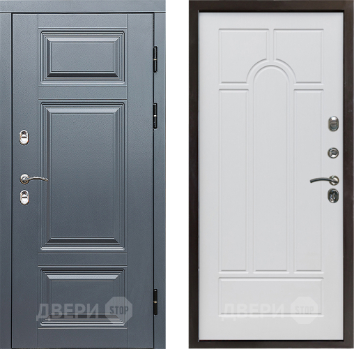 Входная металлическая Дверь Престиж TERMO с терморазрывом Премиум Грэй Арка Белое дерево в Электрогорске