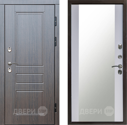 Входная металлическая Дверь Престиж TERMO с терморазрывом Классика Зеркало Белый софт в Электрогорске