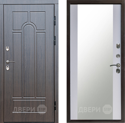 Входная металлическая Дверь Престиж TERMO с терморазрывом Арка Зеркало Белый софт в Электрогорске