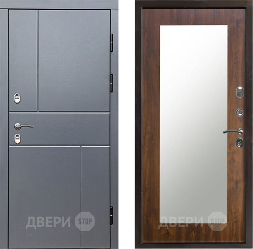 Входная металлическая Дверь Престиж TERMO с терморазрывом Горизонт Грэй Зеркало пастораль Дуб в Электрогорске