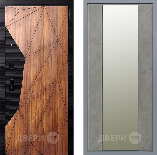 Дверь Заводские двери Морра Зеркало Макси Бетон темный в Электрогорске