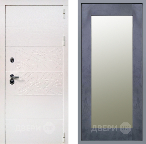 Дверь Заводские двери Дэко Вайт Зеркало Модерн Бетон темный в Электрогорске