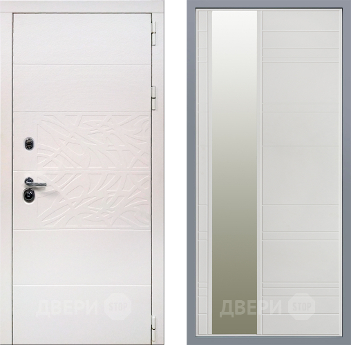 Дверь Заводские двери Дэко Вайт Зеркало Лира Белый софт в Электрогорске