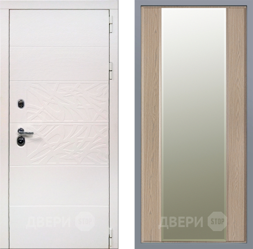 Дверь Заводские двери Дэко Вайт Зеркало Макси Беленый дуб в Электрогорске