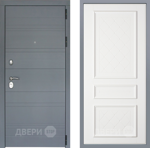 Дверь Заводские двери Лира Софт графит Урбино Белый софт в Электрогорске