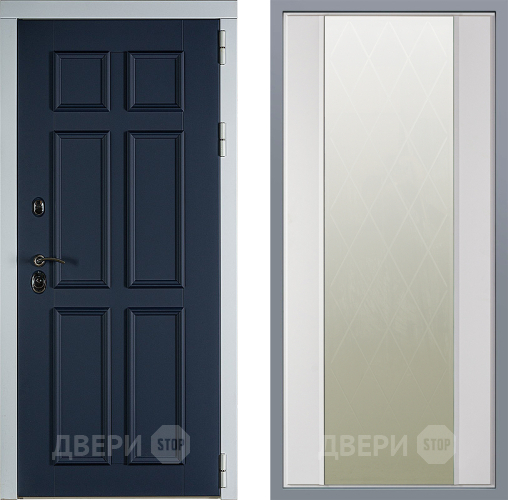 Дверь Заводские двери Стокгольм Зеркало Ампир Белый софт в Электрогорске