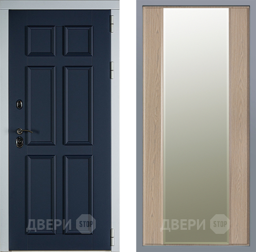 Дверь Заводские двери Стокгольм Зеркало Макси Беленый дуб в Электрогорске