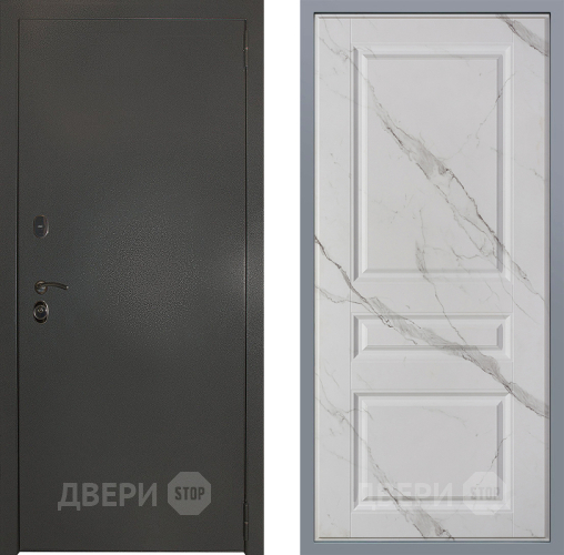Дверь Заводские двери Эталон 3к антик серебро Стокгольм Мрамор белый в Электрогорске